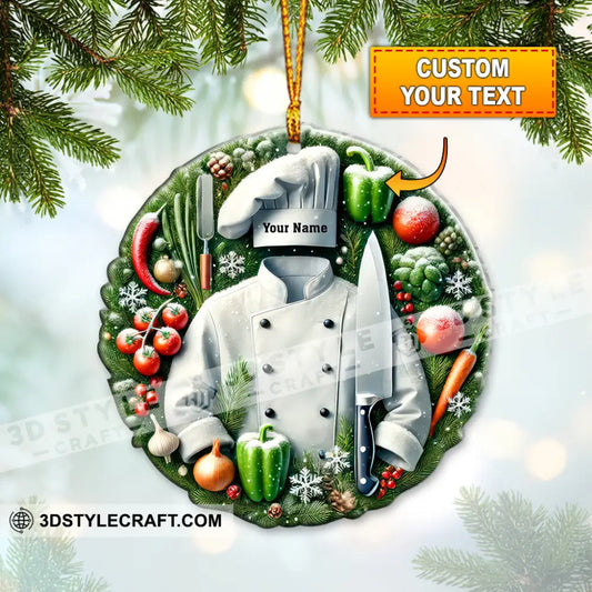 Custom Name Chef Ornament Christmas Gift For Cooking Lover