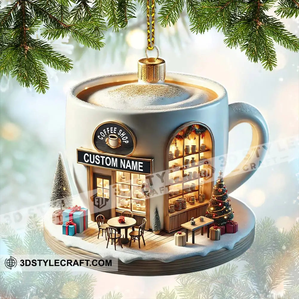 Custom Name Coffee Shop Ornament Christmas Decoration For 3.54’’ / 1