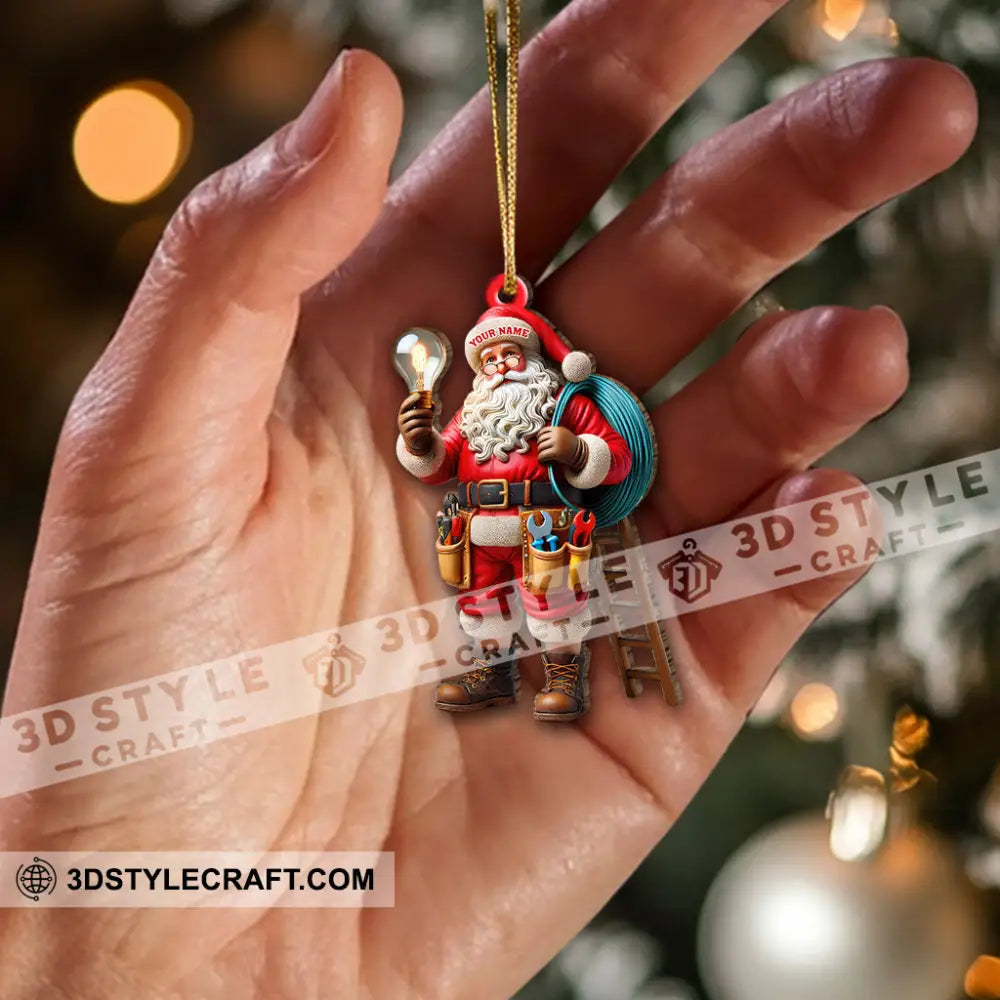 Custom Name Electrician Santa Ornament Christmas Gift