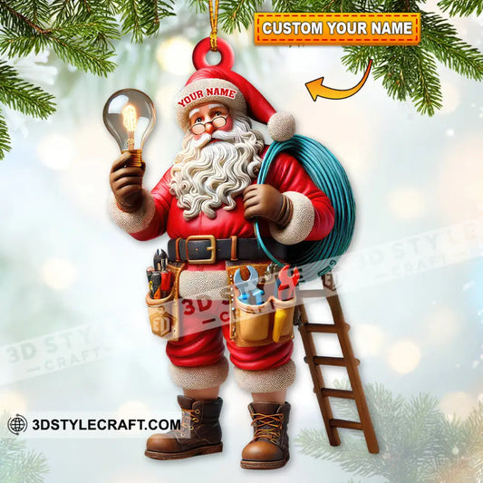 Custom Name Electrician Santa Ornament Christmas Gift