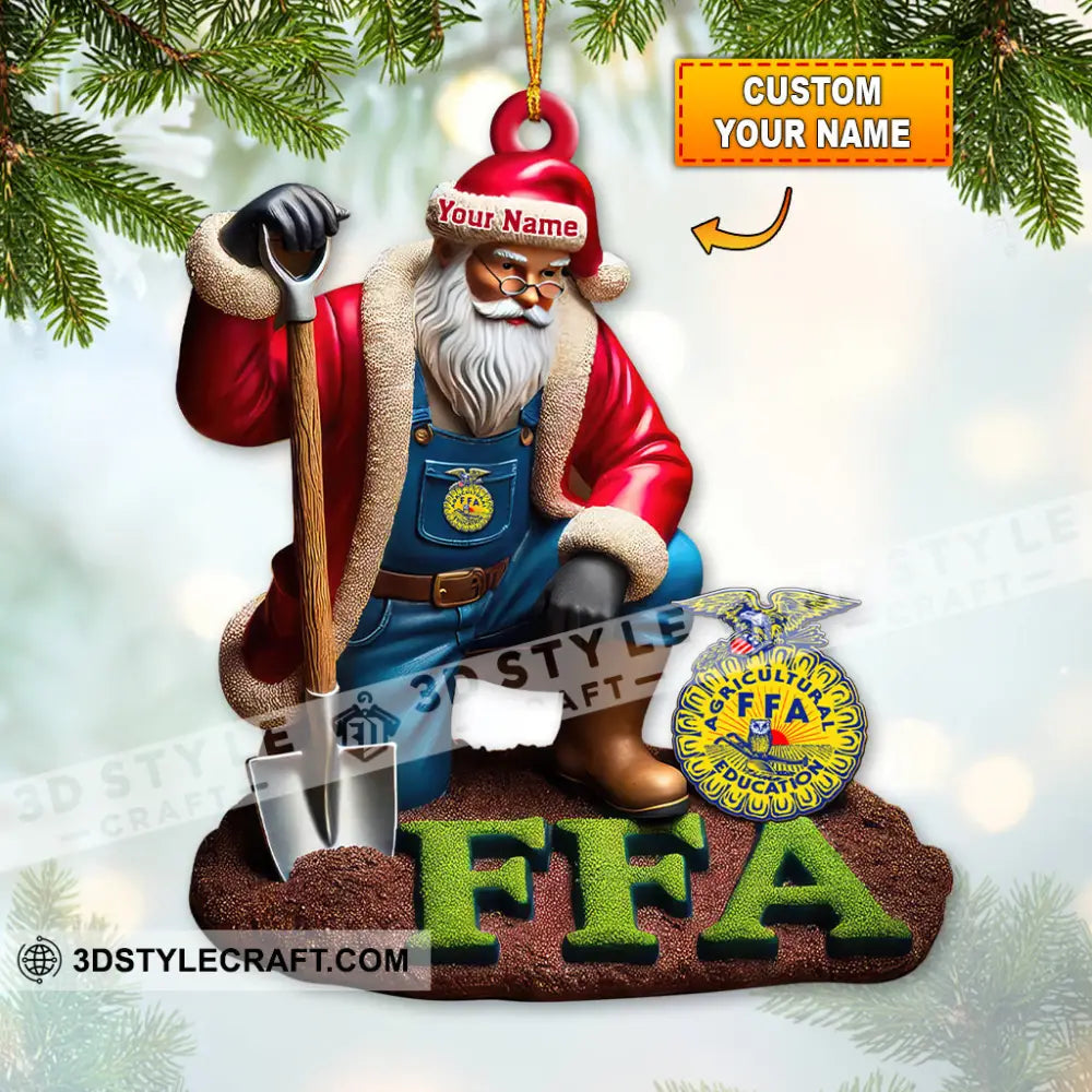 Custom Name Ffa Ornament Santa Farmer Christmas