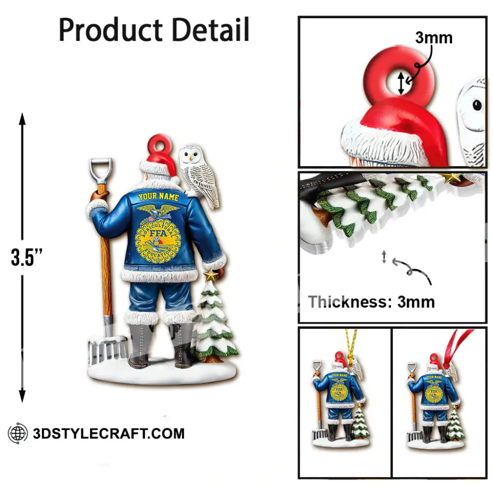 Custom Name Ffa Ornament Santa Farmer Christmas