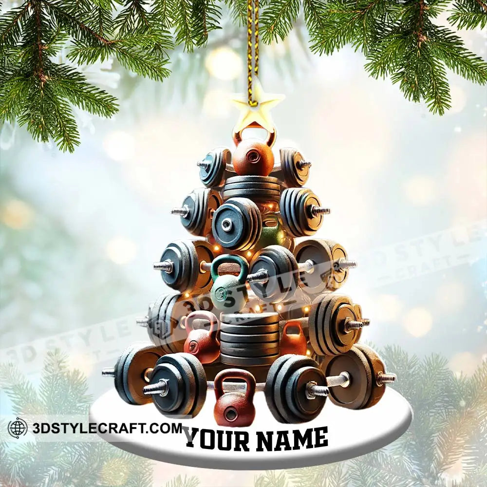 Custom Name Gym Work Out Ornament Weightlifting Gymnastics Christmas Gift 3.54’’ / 1