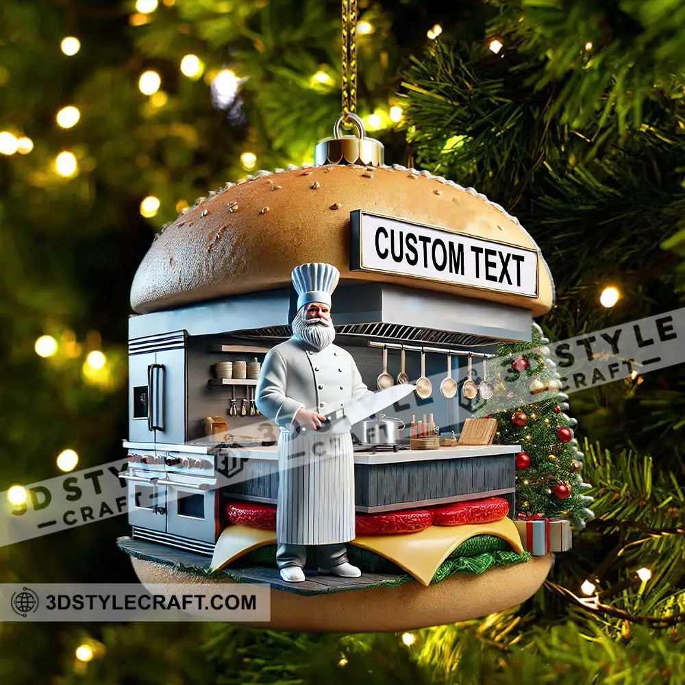 Custom Name Hamburger Shop Ornament Hot Dog Santa Christmas Gift