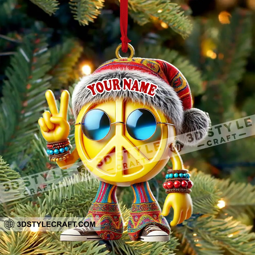 Custom Name Hippie Love Ornament Christmas Gift Decoration