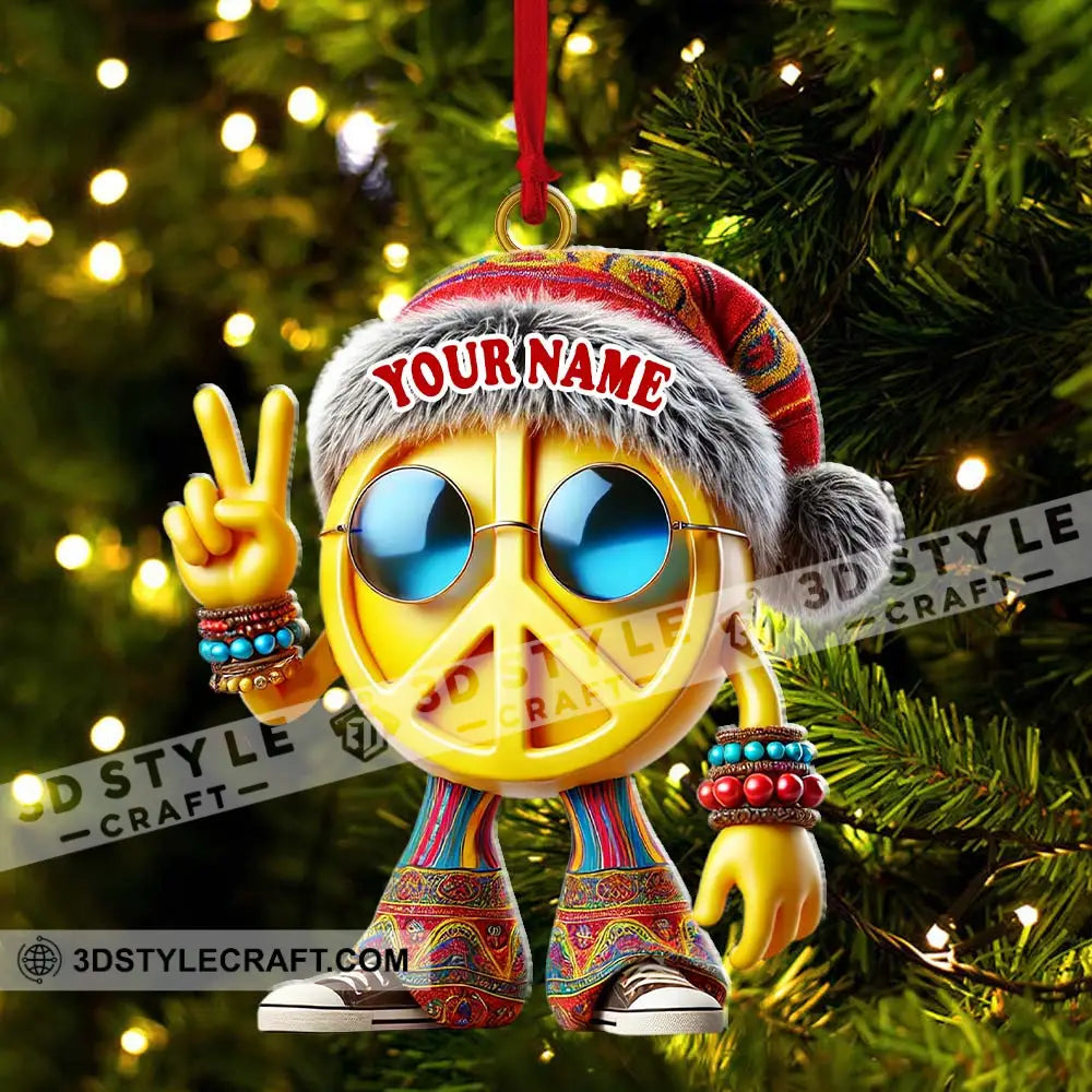 Custom Name Hippie Love Ornament Christmas Gift Decoration