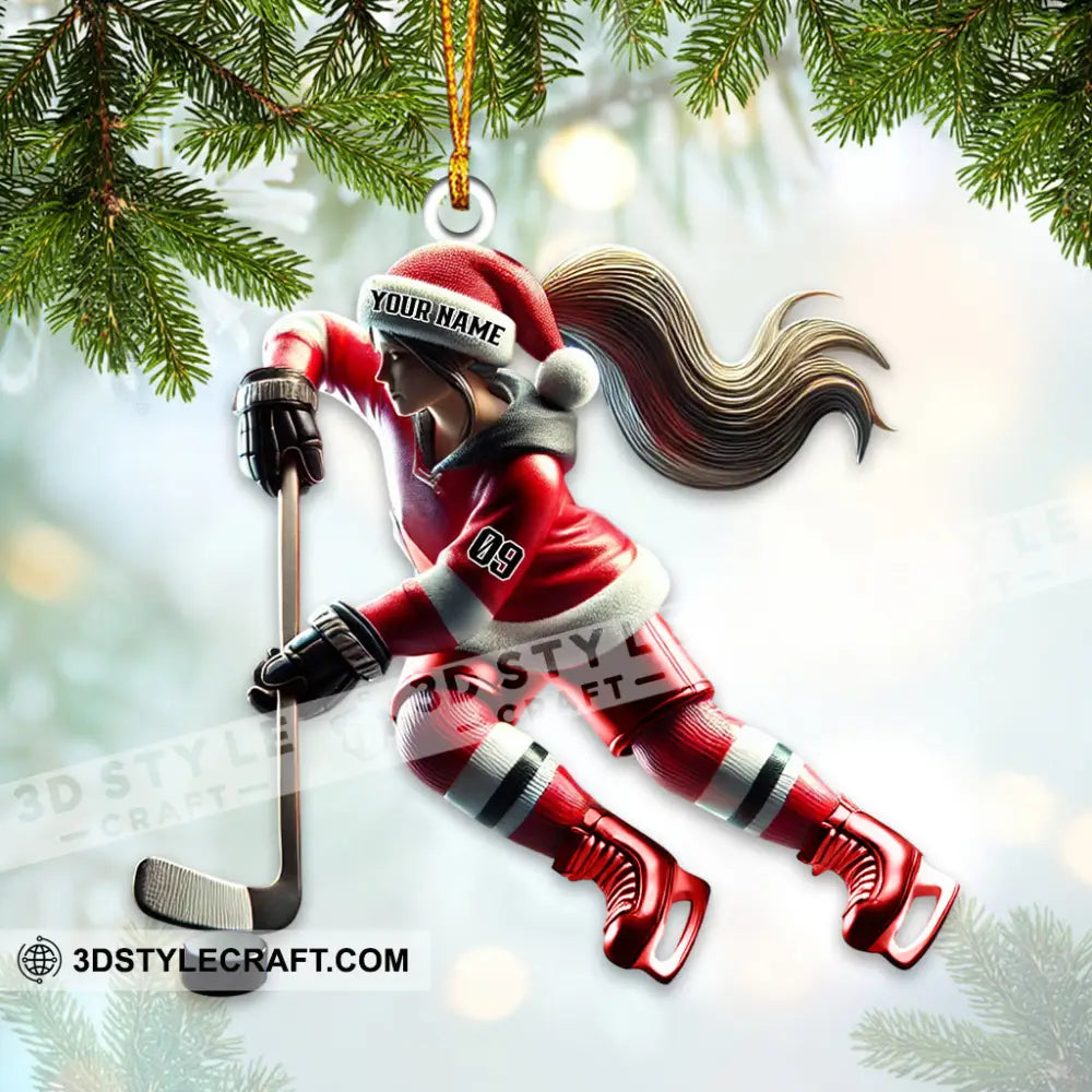 Custom Name Ice Hockey Ornament Christmas Gift 3.54’’ / 1
