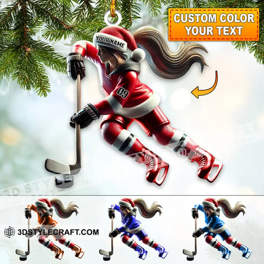 Custom Name Ice Hockey Ornament Christmas Gift