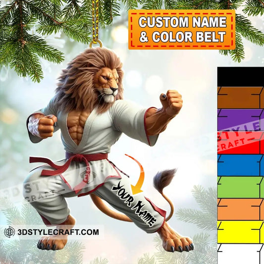 Custom Name Lion Karate Ornament Christmas Gift