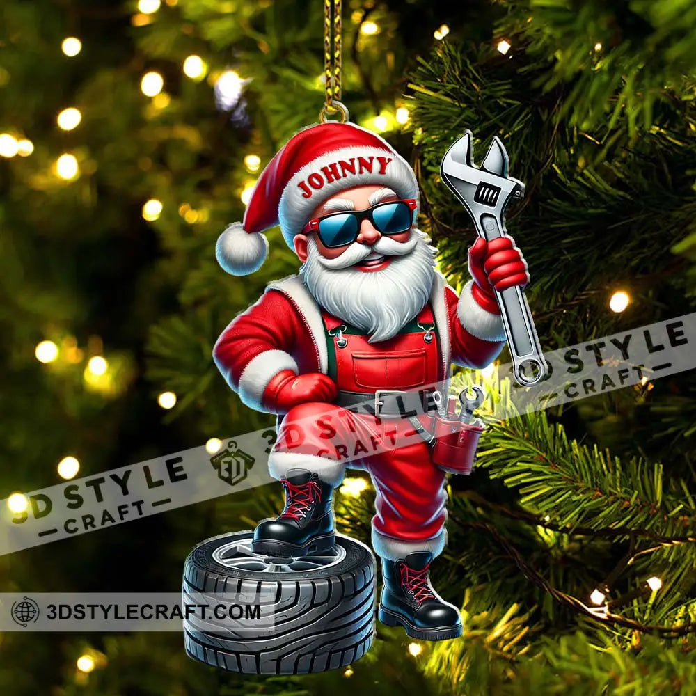 Custom Name Mechanic Santa Ornament Christmas Gift
