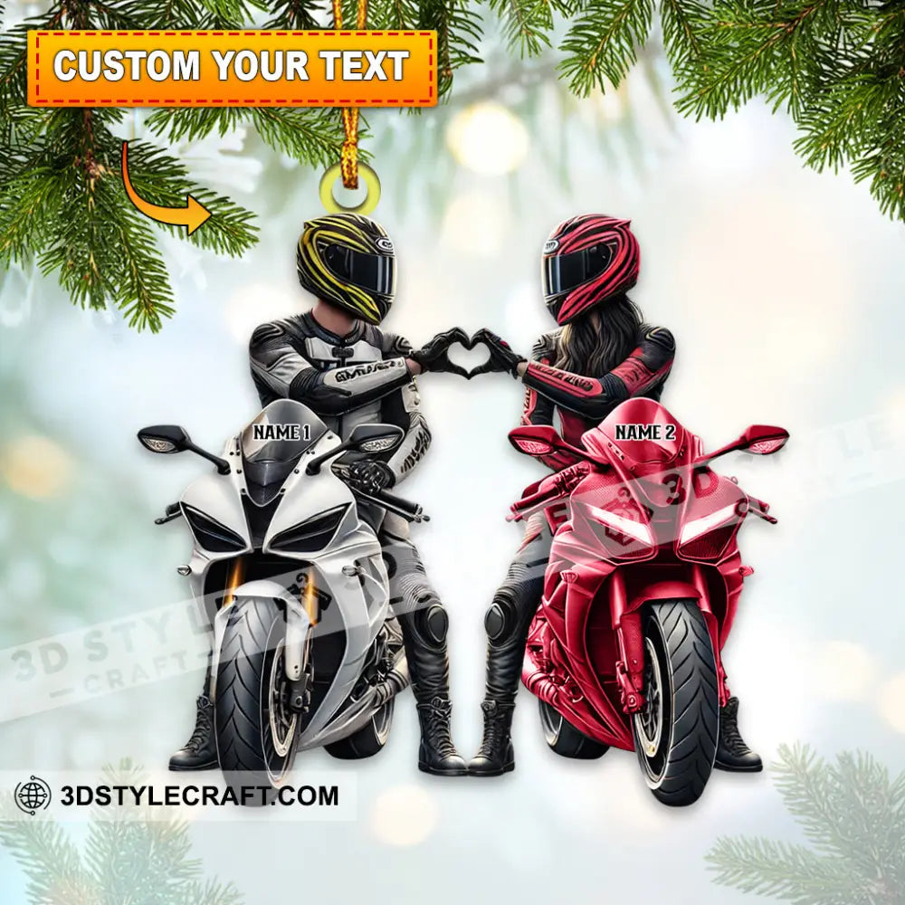 Custom Name Motorbike Couple Ornament Lover Christmas Gift