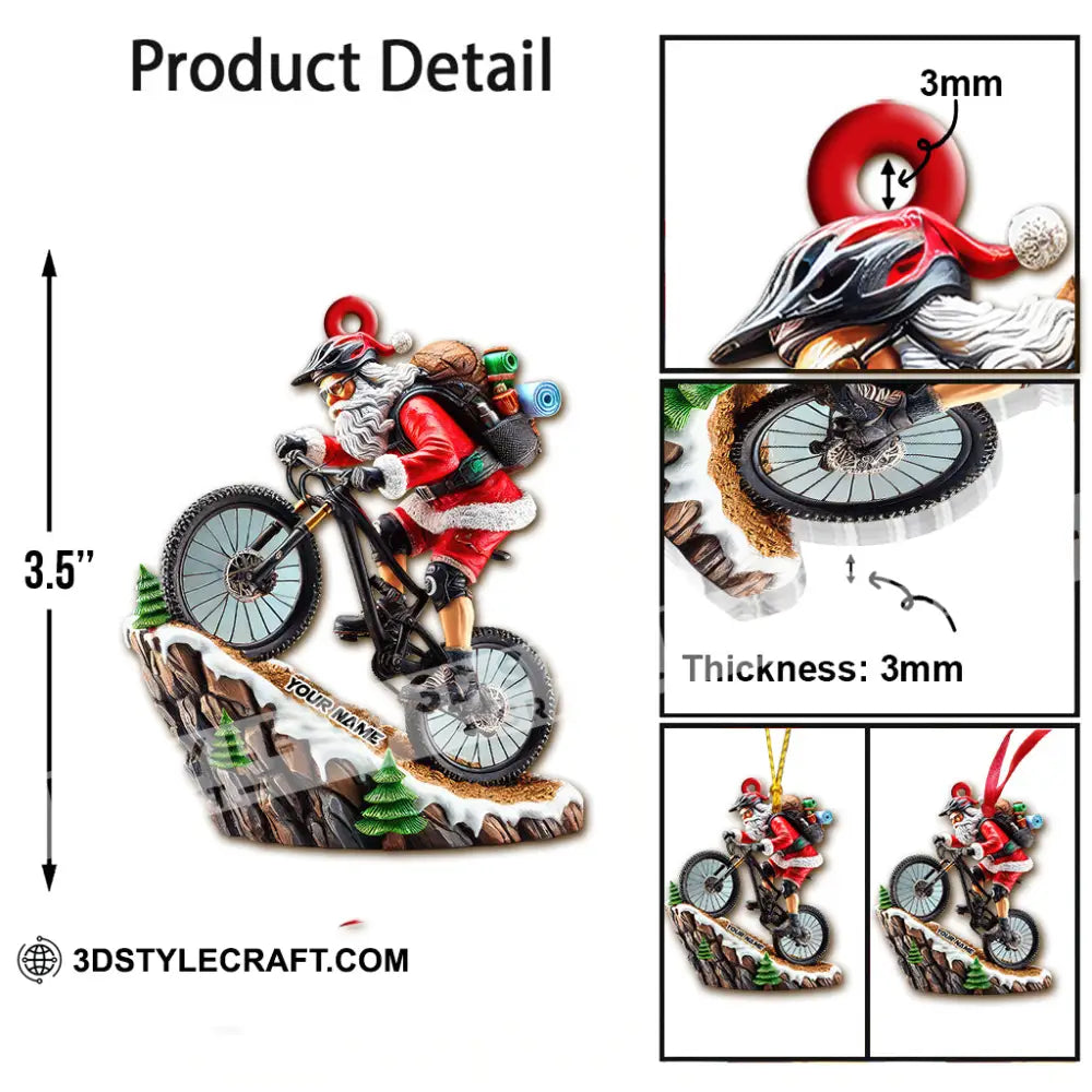 Custom Name Mountain Bike Ornament Santa Christmas Gift