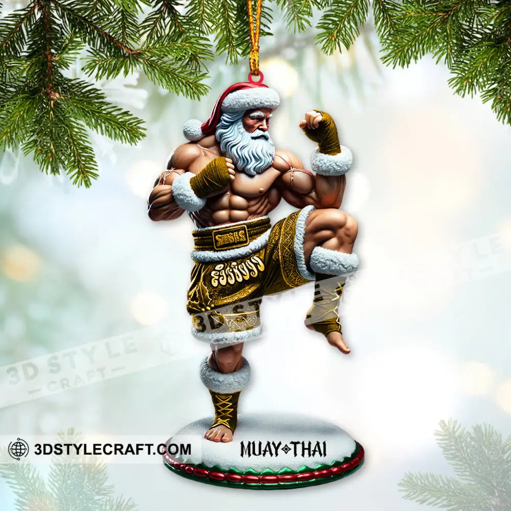 Custom Name Muay Thai Ornament Santa Christmas Gift