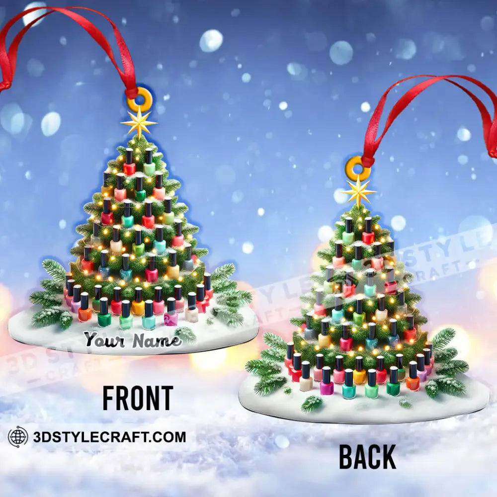Custom Name Nail Christmas Tree Ornament Artist Gift