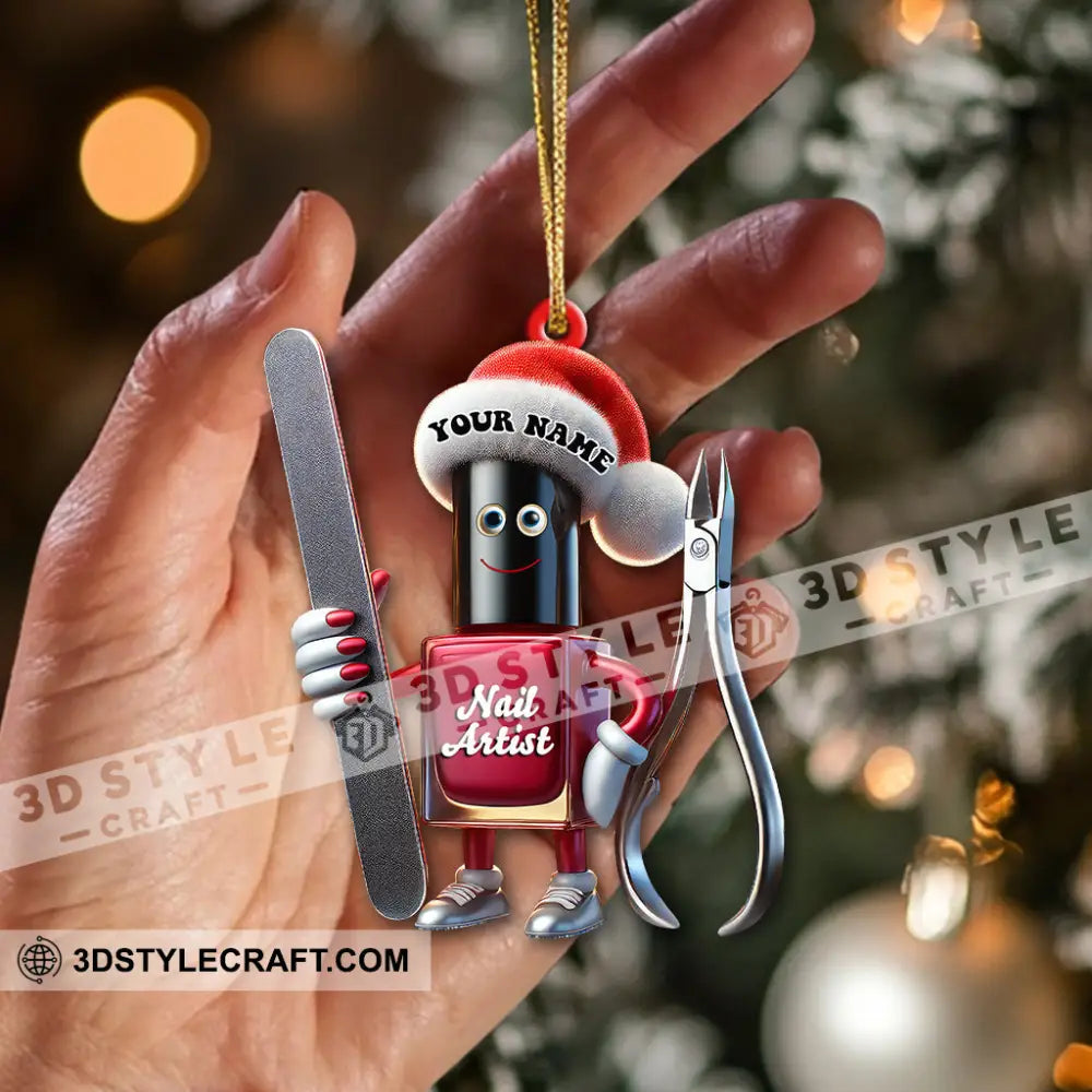 Custom Name Nail Ornament Christmas Decoration For Salon