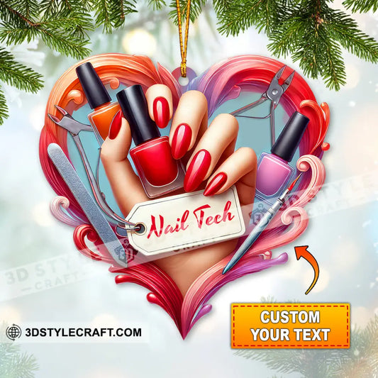 Custom Name Nail Tech Ornament Christmas Gift For Artist