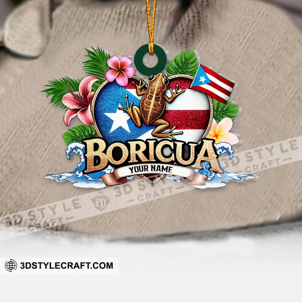 Custom Name Ornament Boricua It’s In My Blood Puerto Rican Heritage