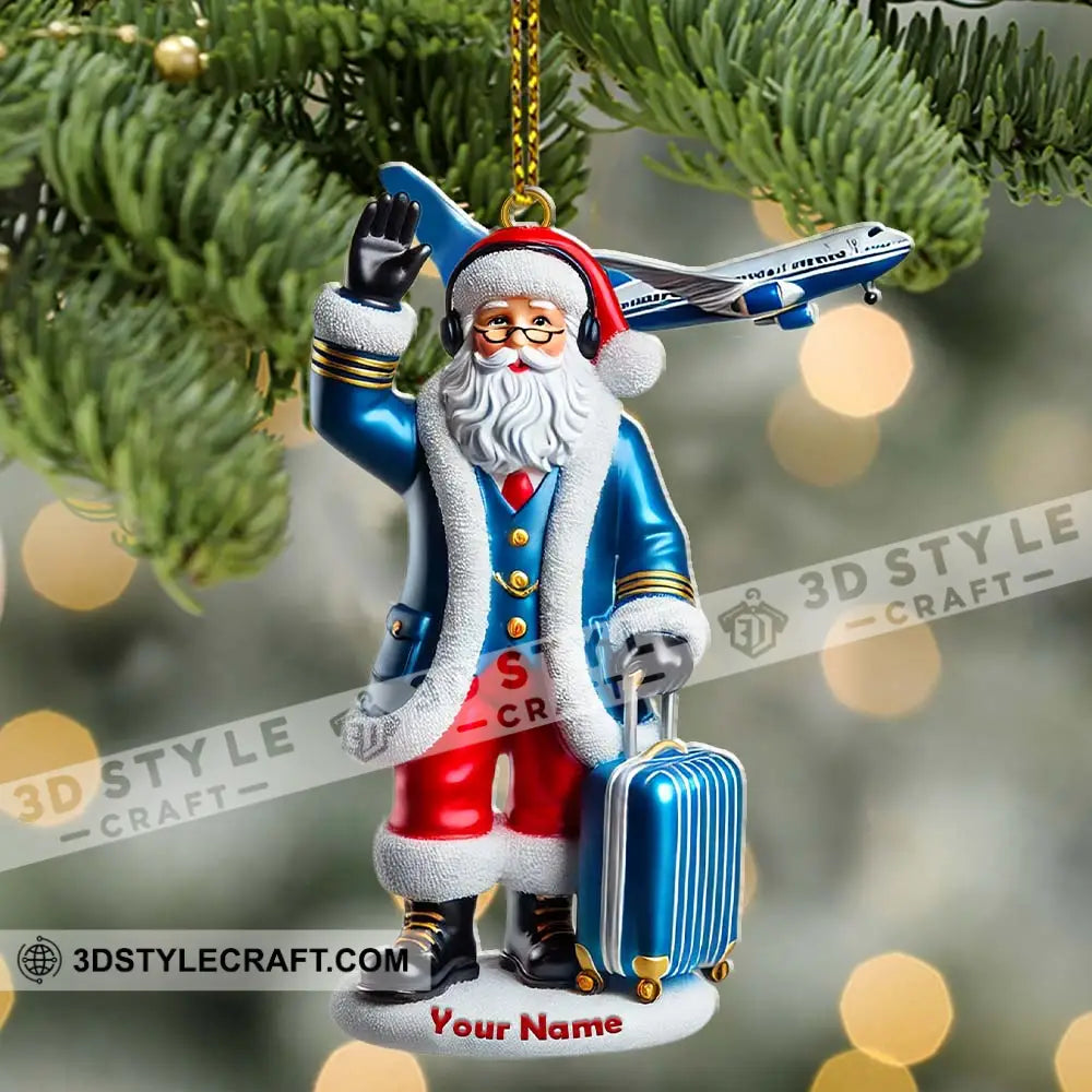 Custom Name Pilot Santa Ornament Christmas Gift