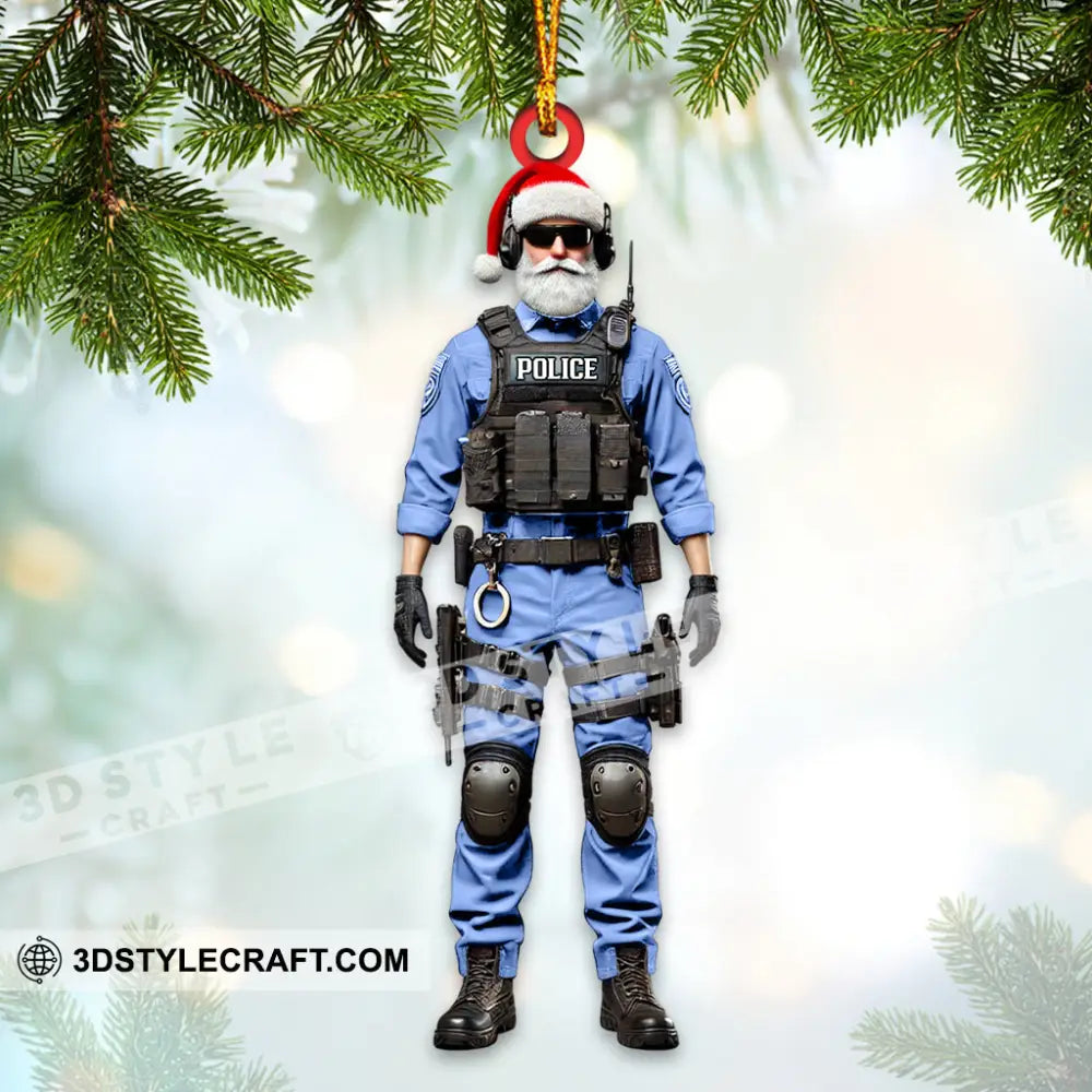 Custom Name Police Santa Ornament Christmas Gift