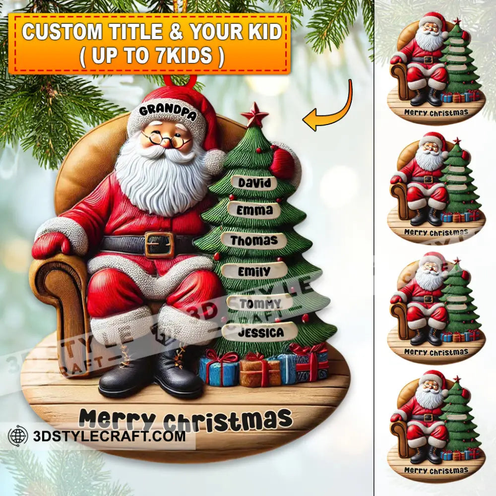 Custom Name Santa And Kids Christmas Ornament Family Gift