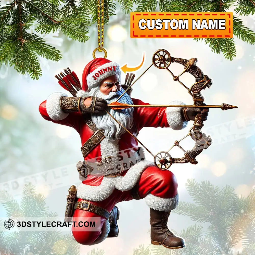 Custom Name Santa Archery Christmas Ornament Gift