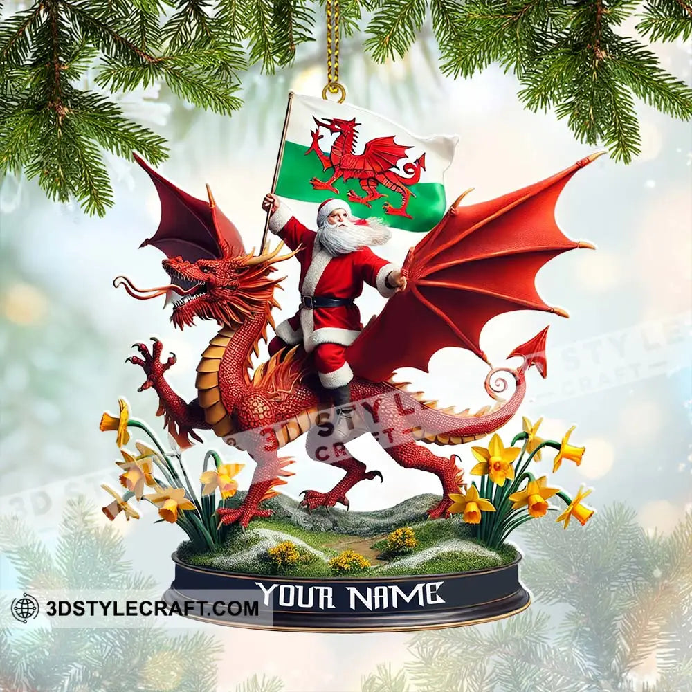 Custom Name Santa Dragon Ornament Christmas Gift For Lover 3.54’’ / 1
