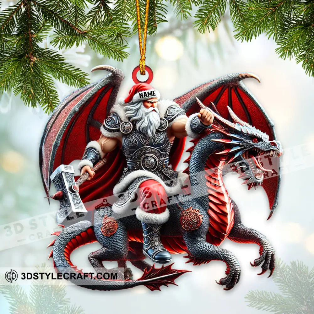Custom Name Santa Dragon Ornament Christmas Gift For Lover 3.54’’ / 1