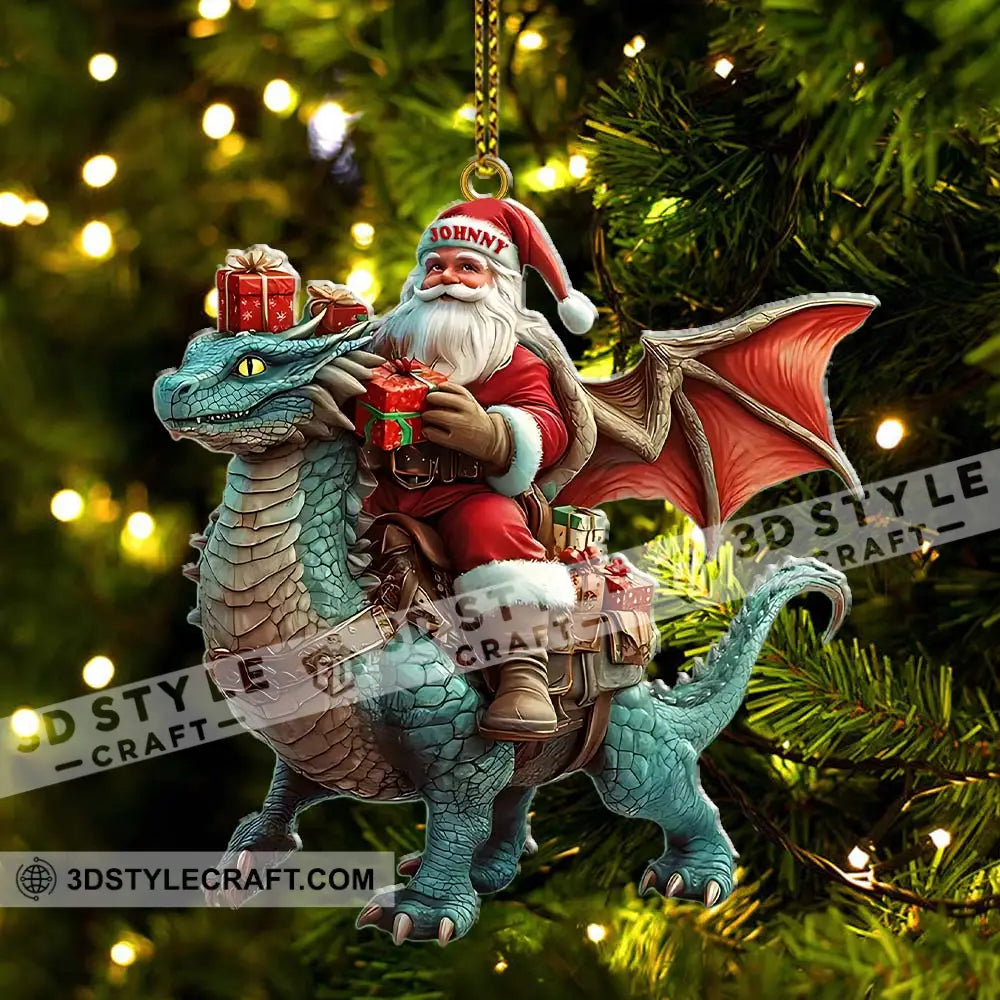 Custom Name Santa Dragon Ornament Christmas Gift For Lover