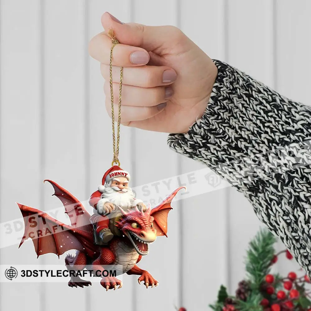 Custom Name Santa Dragon Ornament Christmas Gift For Lover
