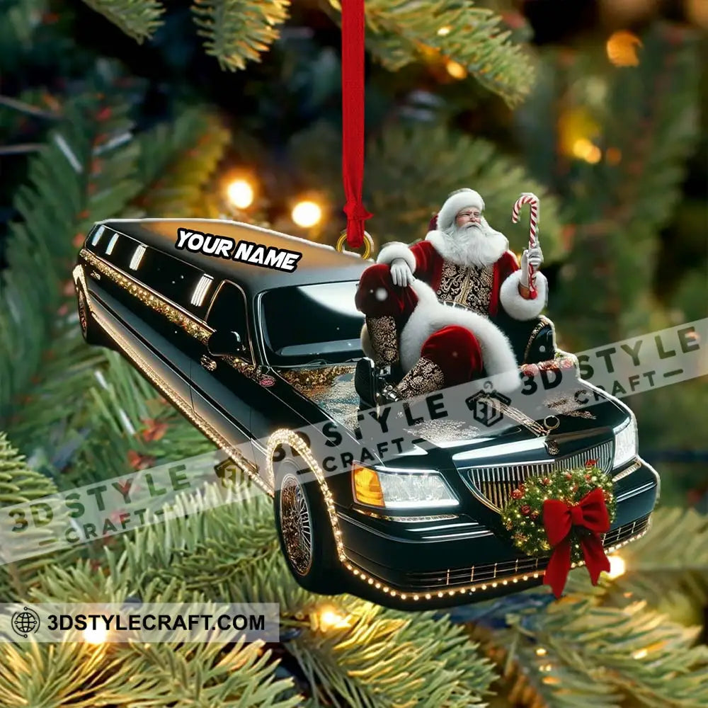 Custom Name Santa Limousine Ornament Christmas Gift Decoration