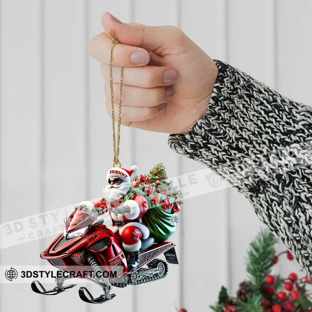 Custom Name Santa Mountain Bike Ornament Christmas Gift
