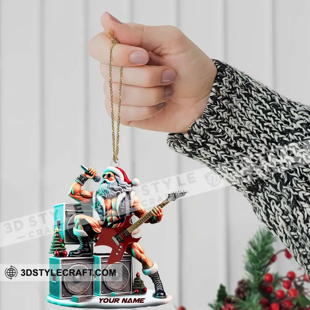 Custom Name Santa Rock Ornament Music Lover Christmas Gift