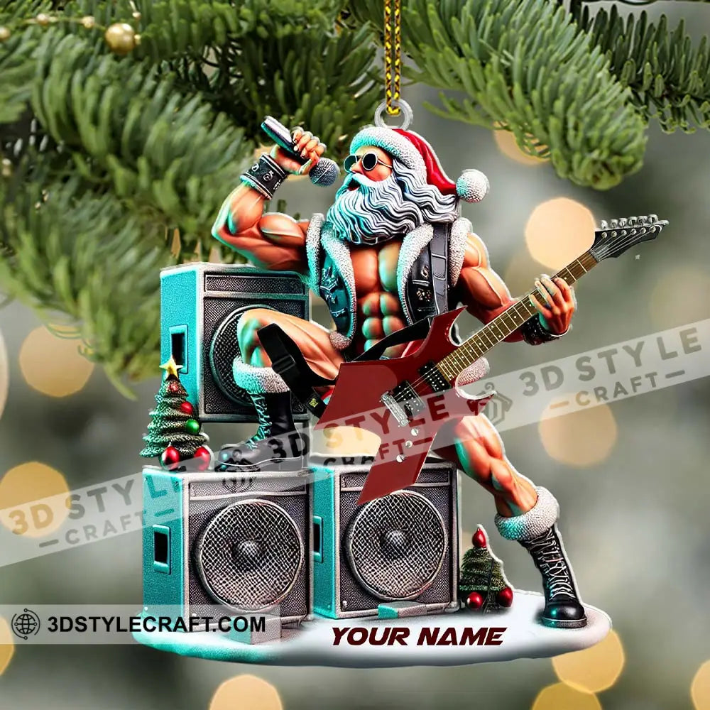 Custom Name Santa Rock Ornament Music Lover Christmas Gift