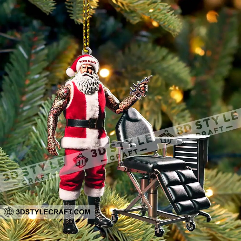 Custom Name Santa Tattoo Ornament Christmas Decoration For Studio
