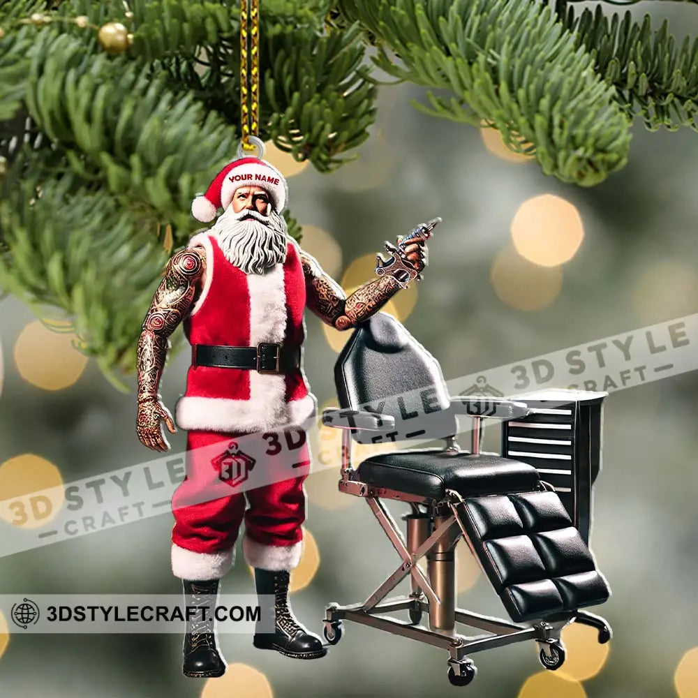 Custom Name Santa Tattoo Ornament Christmas Decoration For Studio