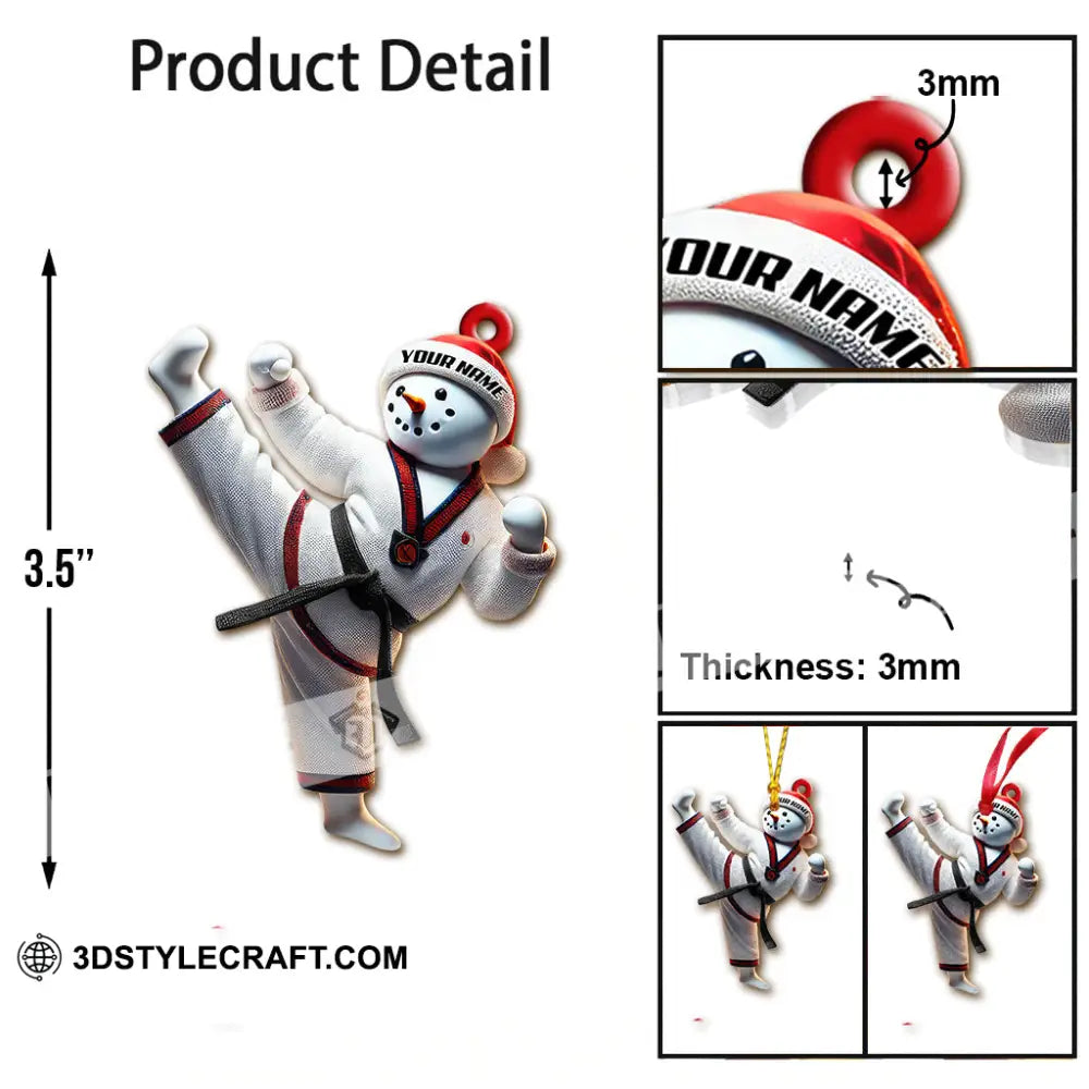 Custom Name Snowman Karate Ornament Christmas Gift For Lover