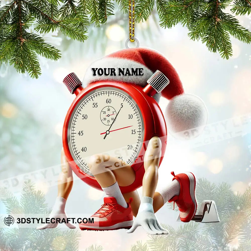 Custom Name Stopwatch Ornament Christmas Gift For Sport Lover 3.54’’ / 1