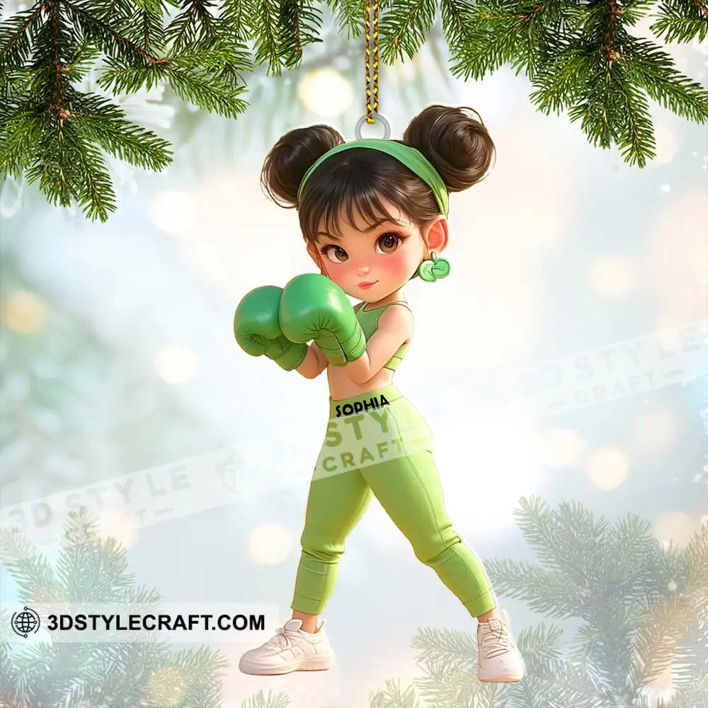 Custom Name Woman Boxing Ornament Christmas Gift 3.54’’ / 1
