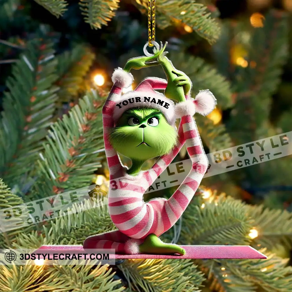 Custom Name Yoga Grinch Ornament Christmas Gift For Lover