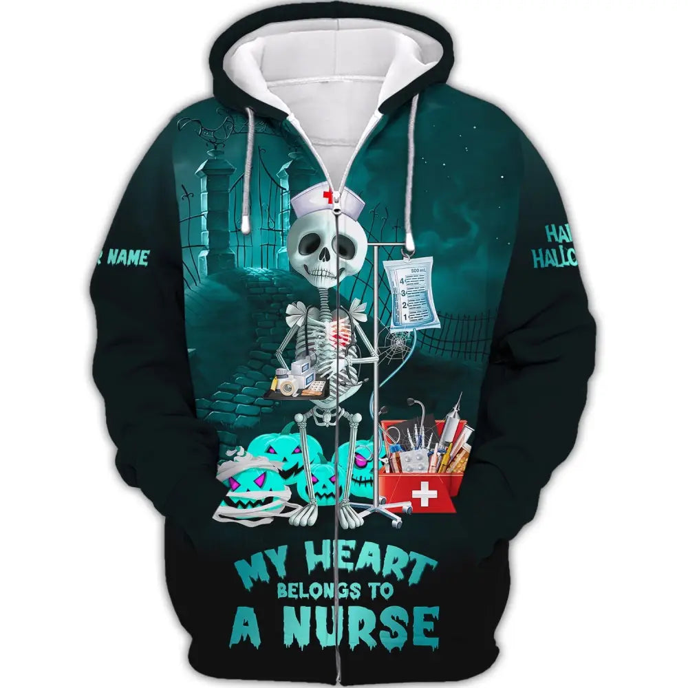 Custom Unisex Shirt Nurse Halloween T-Shirt Hoodie For Zipper / S