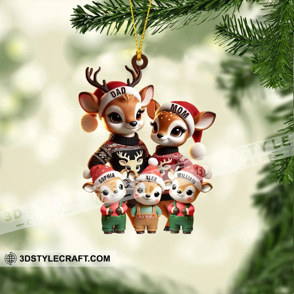 Deer Family Decor Christmas Ornament Personalized