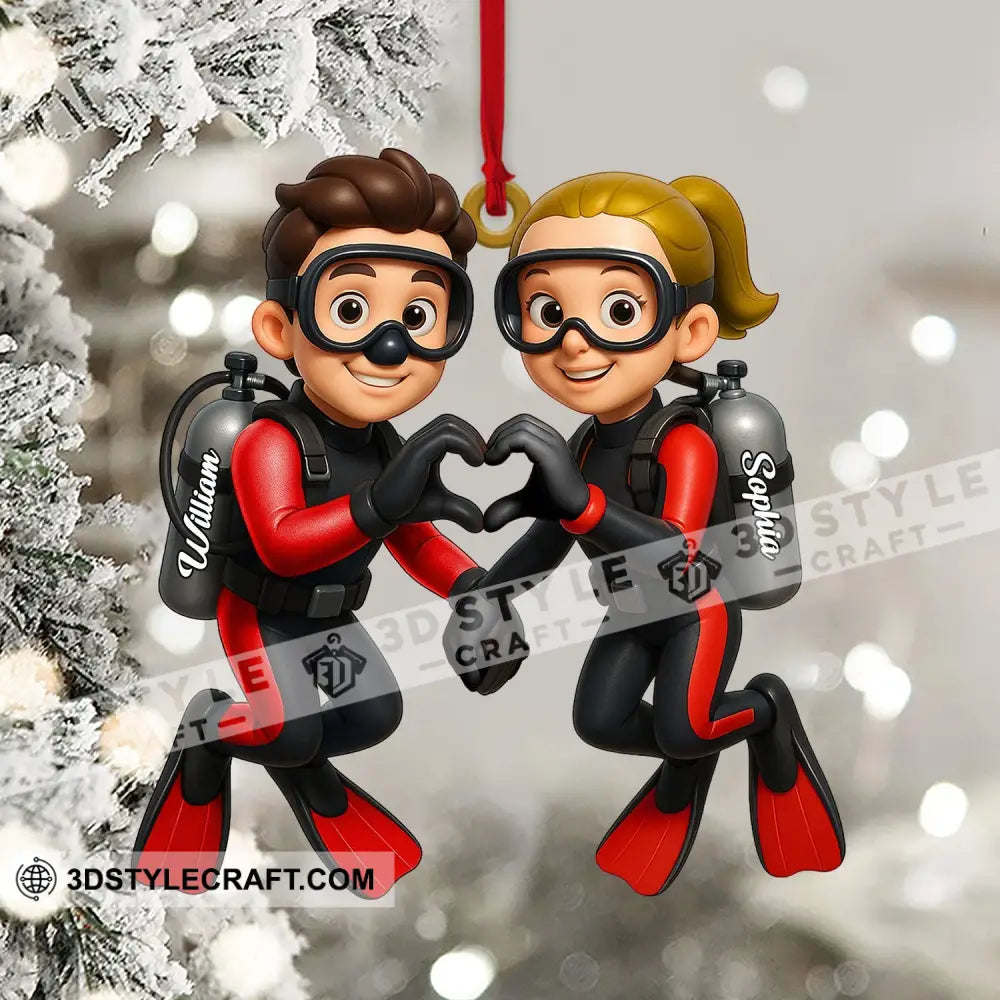 Diving Couple Home Decor Christmas Ornament Personalized Ornament Ornament