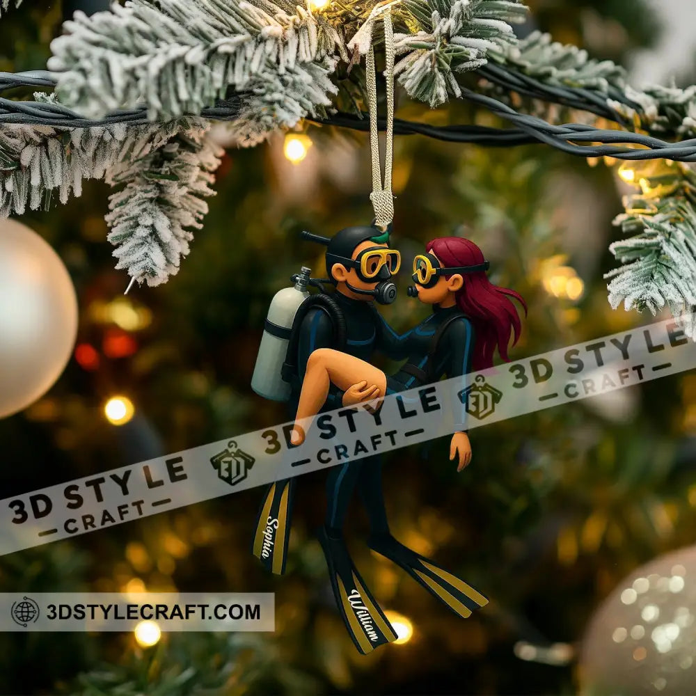 Diving Couple Home Decor Christmas Ornament Personalized Ornament Ornament