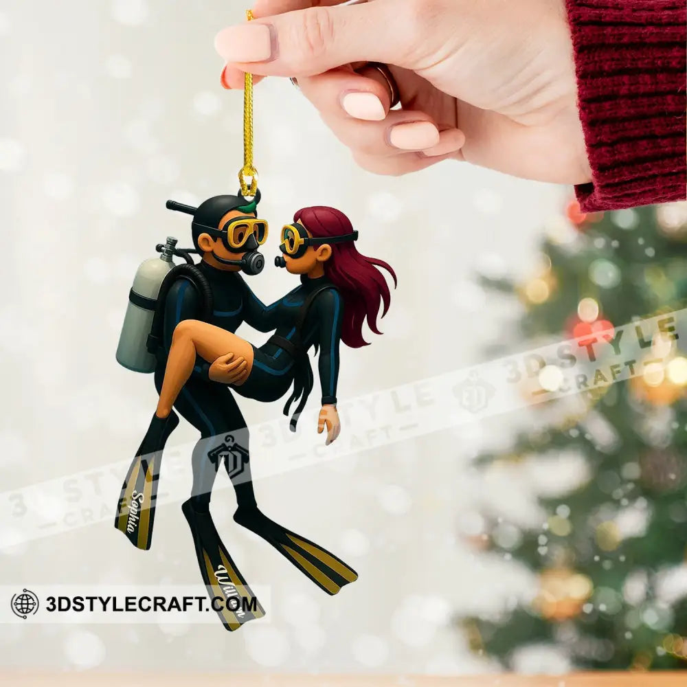 Diving Couple Home Decor Christmas Ornament Personalized Ornament Ornament