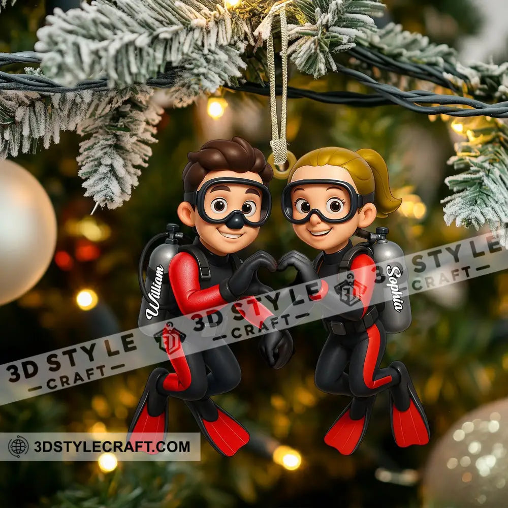 Diving Couple Home Decor Christmas Ornament Personalized Ornament Ornament