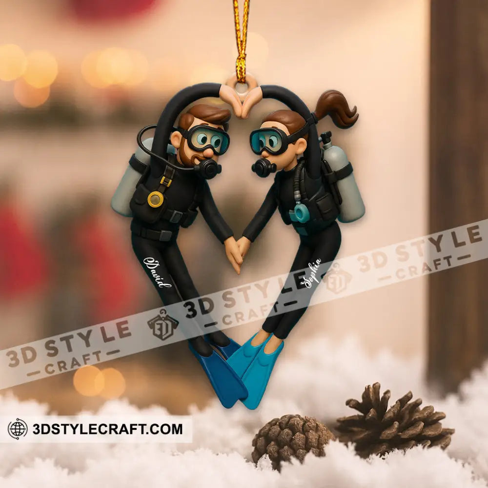 Diving Couple Home Decor Christmas Ornament Personalized Ornament Ornament
