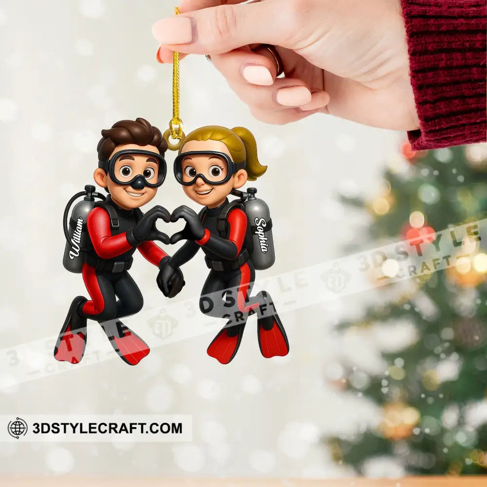 Diving Couple Home Decor Christmas Ornament Personalized Ornament Ornament
