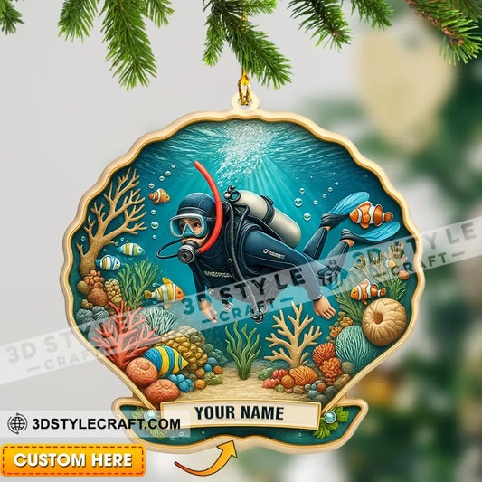Diving Home Decor Christmas Ornament Personalized Ornament 3.54’’ / 1 Ornament Ornament