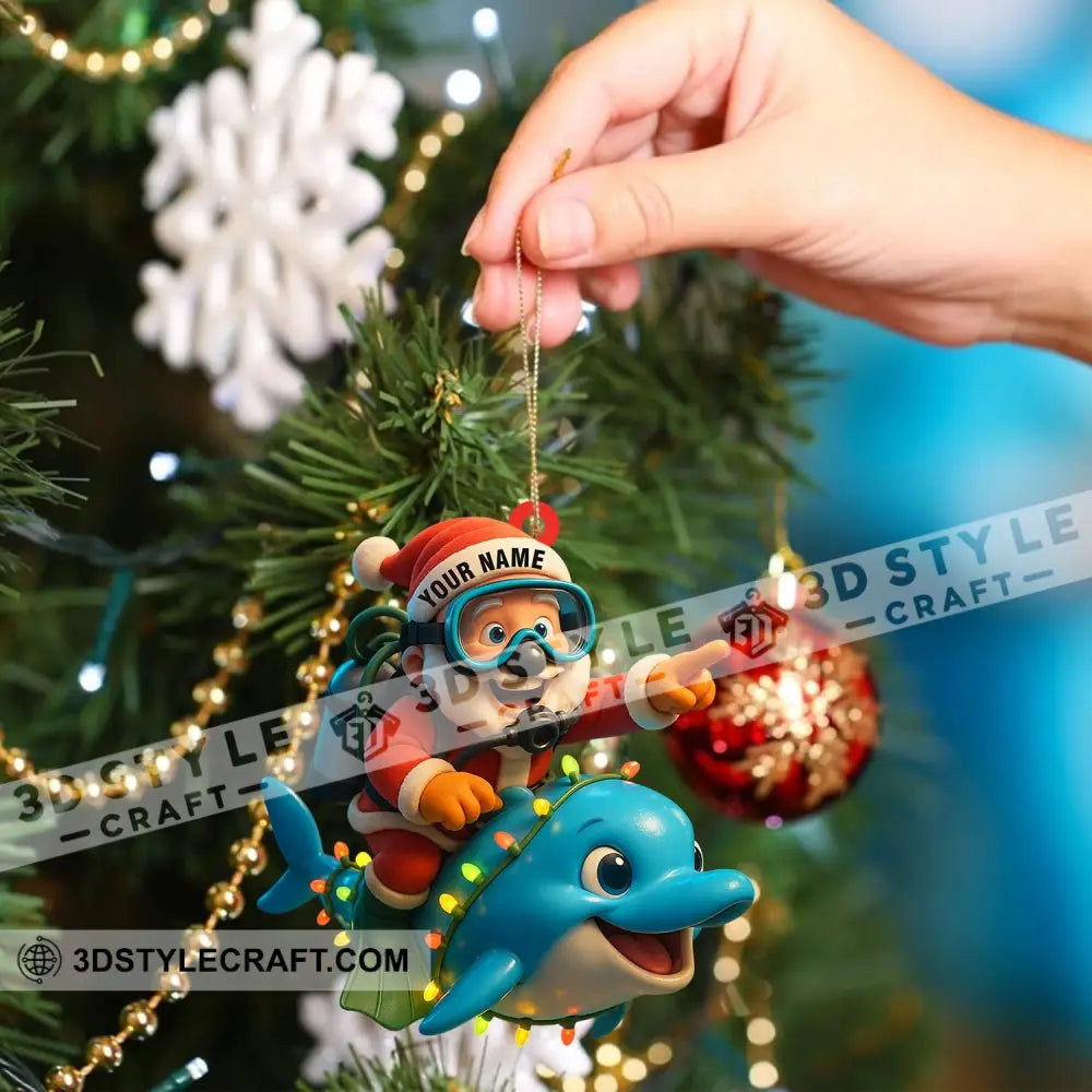 Diving Santa Home Decor Christmas Ornament Personalized Ornament Ornament