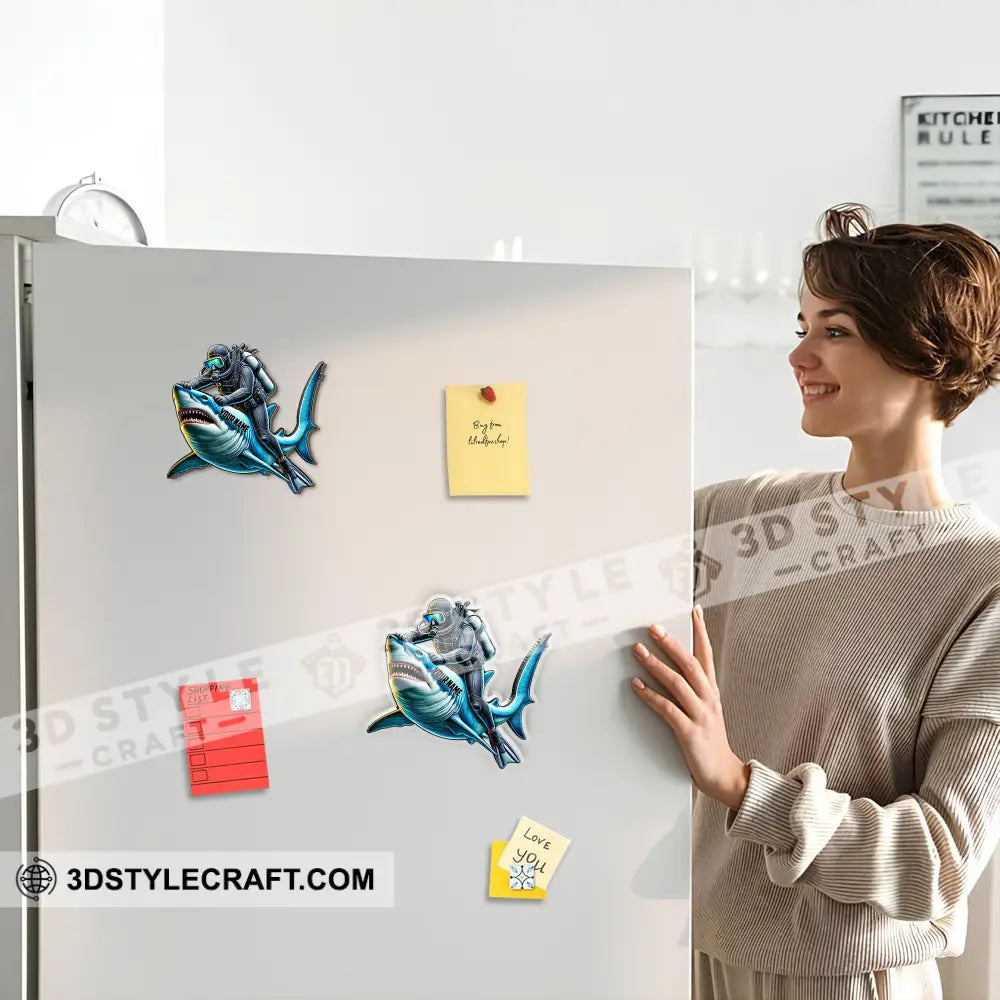 Diving Shark Fridge Magnet - Personalized